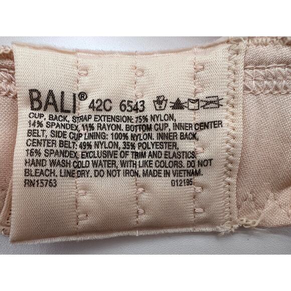BALI DESIRE LACE UNDERWIRE COMFORT BRA STYLE 6543 CHAMPAGNE NUDE 42C NEW - Picture 7 of 7